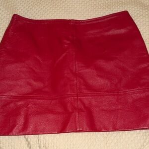 Vintage Newport News Bold Red Leather Mini Skirt